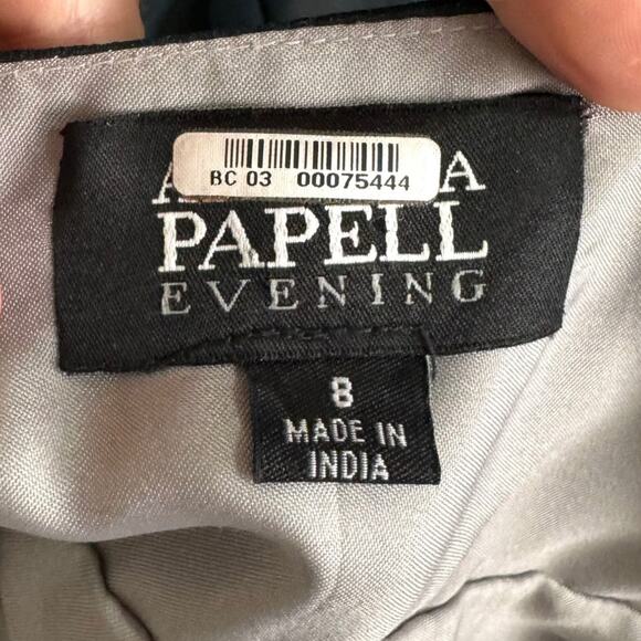 Adrianna Papell Evening 100% Silk Chiffon Beaded Fit N Flare Dress Womens Size 8 - Picture 9 of 10